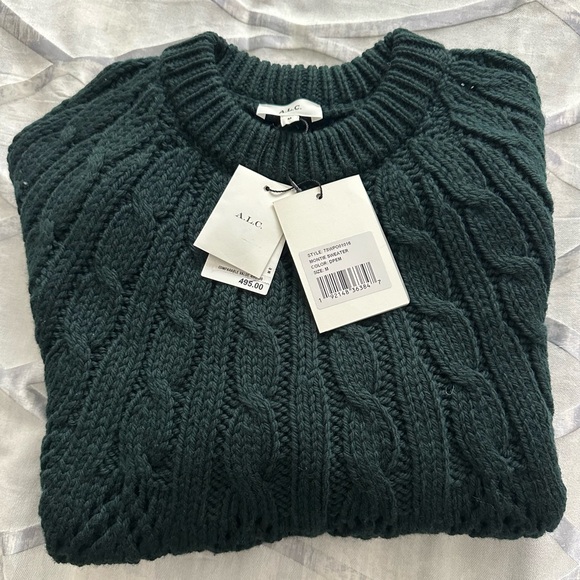 A.L.C. - NWT $495- 100% Merino Wool Montie Cable Knit Sweater Sz M - Picture 7 of 11